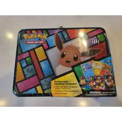 Pokemon Cards Eevee Treasure Chest Eeveelution Collectible Lunchbox Tin 5 Packs - Image 1