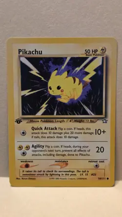 Pokemon TCG Pikachu 70/111 1st Edition Non-Holo Card NM-LP Neo Genesis Set - Image 1