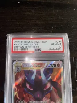 2023 Pokemon TCG Lucario VSTAR SWSH291 Crown Zenith ETB Promo Card PSA 10 GEM MT - Image 2