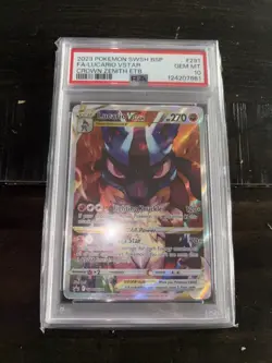 2023 Pokemon TCG Lucario VSTAR SWSH291 Crown Zenith ETB Promo Card PSA 10 GEM MT - Image 3