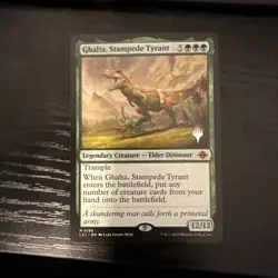 Mtg Gala Stampede Tyrant 0185 Legendary Creature Promo Regular Dinosaur - Image 1