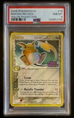 2006 POKEMON EX HOLON PHANTOMS #15 RAICHI REVERSE FOIL PSA 8 - Image 1