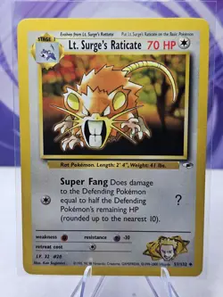 Lt. Surge's Raticate - 51/132 - Gym Heroes Pokemon 2000 - Image 1