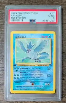 1999 Fossil Pokemon TCG Articuno #17/62 Non Holo 1st Edition PSA 9 MINT - Image 1