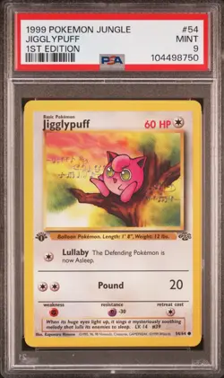 1999 Pokemon Jungle 1st Edition Jigglypuff #54 - English 54/64 - PSA 9 MINT - Image 1