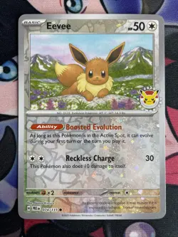 Eevee 74/131 2025 Pokemon Day Stamp Reverse Holo - Swirl - Image 1
