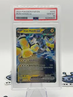 Pokemon TCG Iron Hands ex Paradox Rift 070/182 Holo Double Rare PSA 10 - Image 1