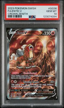 Pokemon 2023 Entei V GG36/GG70 Full Art Crown Zenith GEM MINT PSA 10 - Image 1