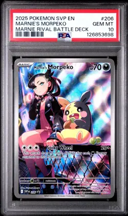2025 POKEMON SVP EN-SV BLACK STAR PROMO #206 MARNIE'S MORPEKO PSA 10 - Image 1