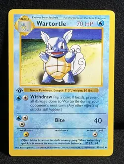 🔥Wartortle 42/102 “Base Set SHADOWLESS” (Rare FAT Stamp) TRUE Pokemon Treasure! - Image 2