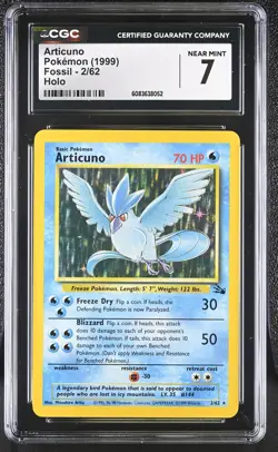 CGC 7 Articuno 1999 Fossil 2/62 Holo Pokemon Card - Image 1