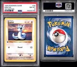 1st Edition Shadowless Dratini 26/102 Base Set Pokemon Card PSA 8 - Image 3