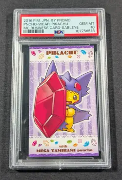 Pokemon Business Card Japanese Poncho Wearing Pikachu PSA 10 GEM MT Mega Sableye - Image 1