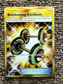 BODYBUILDING DUMBBELLS TRAINER 161/147 HOLO FA BURNING SHADOWS POKEMON CARD NM - Image 1