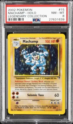 2002 POKEMON LEGENDARY COLLECTION #15 MACHAMP-HOLO PSA 8 - Image 1