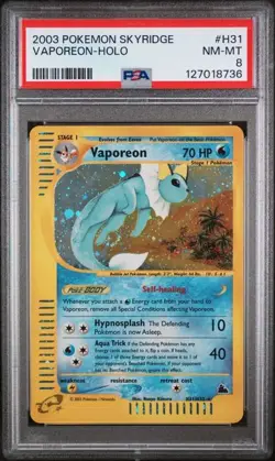 2003 POKEMON SKYRIDGE #H31 VAPOREON-HOLO PSA 8 (QT) - Image 1