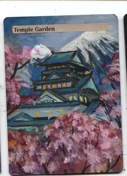 Temple Garden MTG Altered art MAGIC Hand Painted Card Commander - Image 1