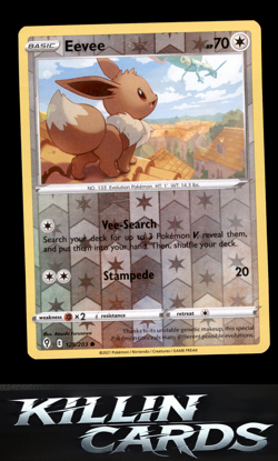 Reverse Holofoil Eevee 125/203 Pokemon Common SWSH07: Evolving Skies Card NM - Image 1