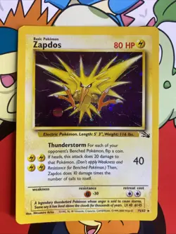 Zapdos Fossil Holo Pokemon Card - 1999 WOTC Unlimited 15/62 - Vintage NM/LP - Image 1