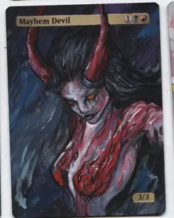 Mayhem Devil 2 MTG Altered art MAGIC Hand Painted Card Commander - Image 1
