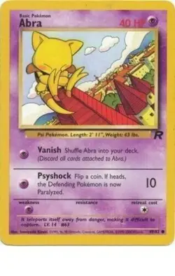 Abra 49/82 Rocket Set WOTC Pokemon Card - NM - Image 1