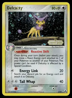 Pokemon Card - Delcatty Legend Maker Stamped 4/92 Rare Reverse Holo - Image 1