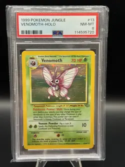 1999 POKEMON JUNGLE 13 VENOMOTH-HOLO PSA 8 Graded Card - Image 2