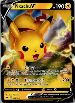 Pokemon Card Pikachu V 043/185 Vivid Voltage - Near Mint - Image 1