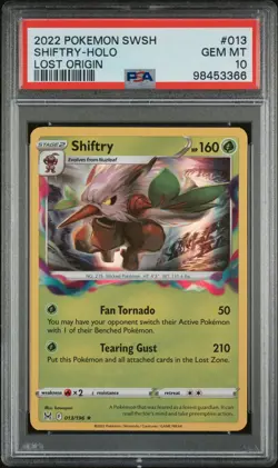 2022 POKEMON SWORD & SHIELD LOST ORIGIN #13 SHIFTRY HOLO PSA 10 POP 3! - Image 1