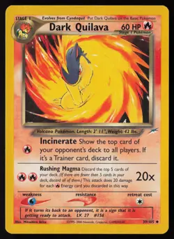 Pokemon Vintage Dark Quilava 039/105 Neo Destiny Non-Holo - HP / DMG - Image 1