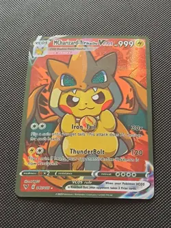 PIKACHU POKEMON CHARIZARD COSPLAY CARTE CARD NEW HOLO PRISM COLLECTION BRILLANTE - Image 2