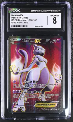 CGC 8 Mewtwo EX 2015 BREAKthrough 158/162 Ultra Rare Holo Pokemon Card - Image 1