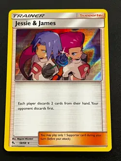 Jessie & James 58/68 - Hidden Fates Holo Rare Pokemon TCG Card NM - Image 1