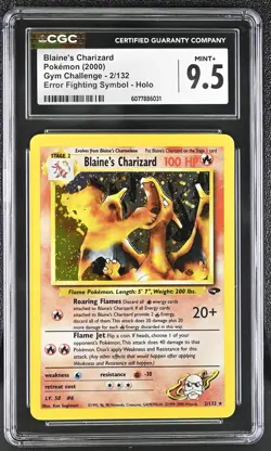 CGC 9.5 MINT+ Blaine's Charizard 2000 Gym Challenge 2/132 Holo Pokemon Card - Image 1