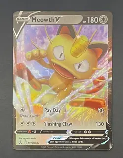 Pokemon Card Meowth V SWSH004 Black Star Promo - Near Mint - Image 1