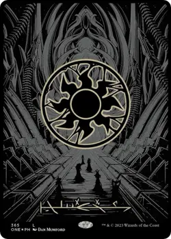 Plains (Phyrexian) - Full Art (Oil Slick Raised Foil): All Will Be One Foil - Image 1