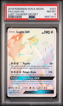 2018 POKEMON LOST THUNDER LUGIA GX #227 FULL ART HOLO PSA 8 NM #85671811 - Image 1