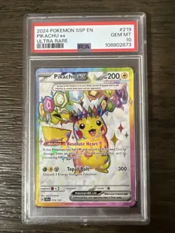 Pokemon TCG Surging Sparks Pikachu EX 219/191 Full Art Ultra Rare PSA 10 - Image 1