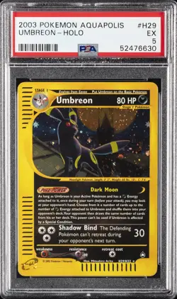 2003 POKEMON AQUAPOLIS #H29 UMBREON-HOLO PSA 5 - Image 1