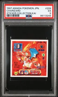 Pokemon PSA 5 Charizard #209 Amada Sticker Collection Kai 1997 Japanese - Image 2