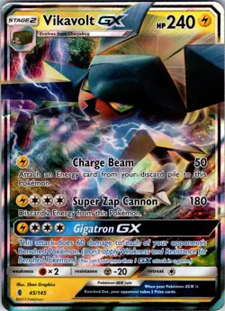 Pokemon TCG Vikavolt GX Sun & Moon: Guardians Rising 45/145 Holo Ultra Rare | LP - Image 1