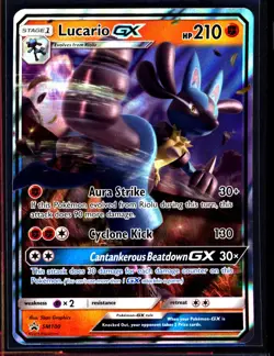 1x 2018 Pokemon SM Black Star Promo Lucario GX SM100 Ultra Rare NM 0405#61-69 - Image 3