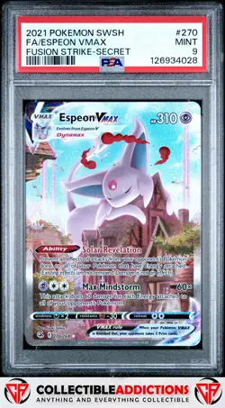 2021 Pokemon Sword & Shield Fusion Strike #270 Espeon Vmax PSA 9 - Image 1