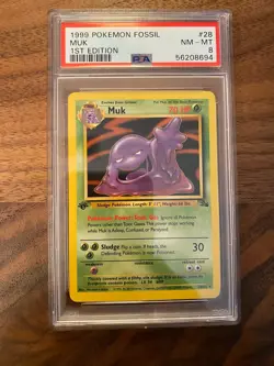 1999 Pokemon Fossil 1st First Edition Muk 28/62 Non-Holo PSA 8 NM-MT - Image 1