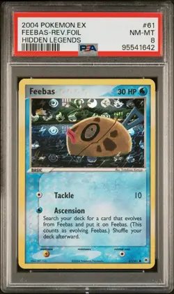2004 Pokemon PSA 8 NM-MT Feebas 61/101 EX Hidden Legends Reverse Holofoil - Image 1