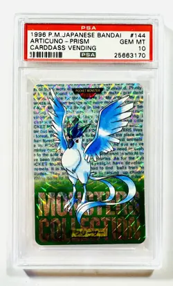 Pokemon Japanese Bandai Articuno Prism Carddass Vending Psa 10 1996 Green - Image 1