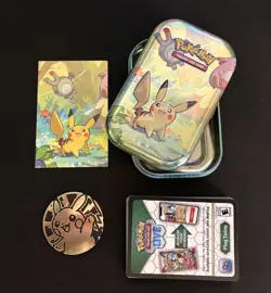 Pokemon TCG Kanto Friends *EMPTY* Pikachu Mini Tin - 54 TCG Code Cards + Coin - Image 1