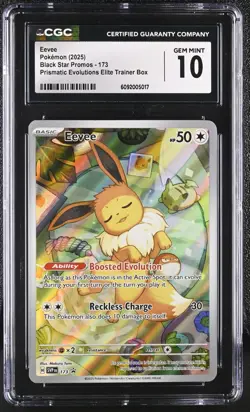 CGC 10 GEM MINT Eevee 173/SVP PROMO Prismatic Evolutions ETB Pokemon 017 - Image 1