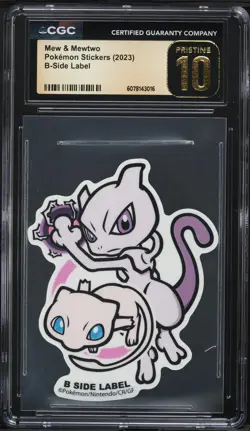 2023 Pokemon Japanese Stickers B-Side Label Mew & Mewtwo CGC 10 PRISTINE - Image 1