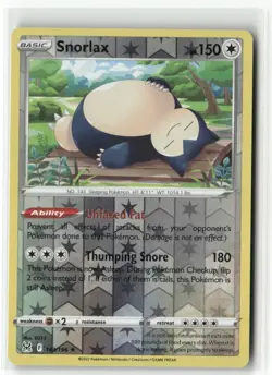 Snorlax 143/196 Reverse Holo - Lost Origin - Pokemon TCG NM - Image 1